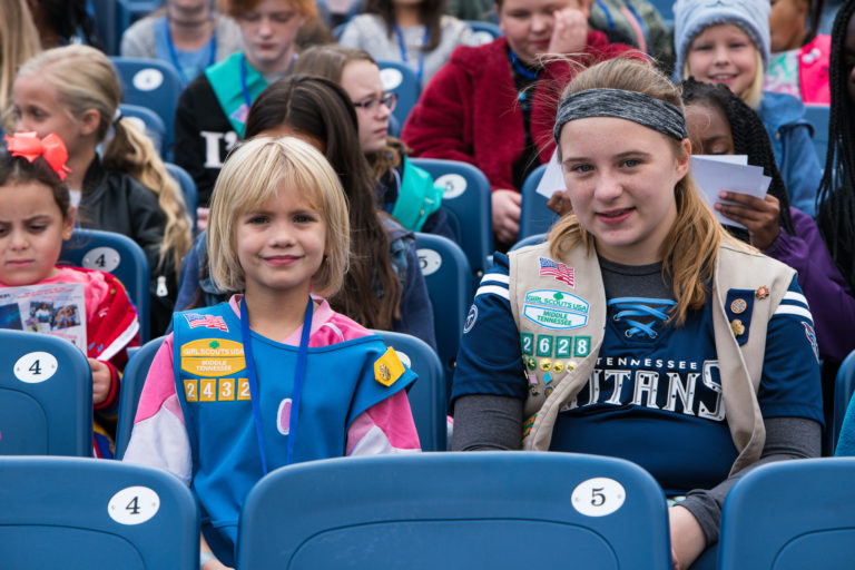 Girl Scouts went on a behind-the-scenes tour of Nissan Stadium and cheer for the Titans as they played the Baltimore Ravens!