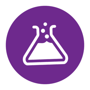 Purple bubbling science test tube icon - used to denote STEAM activity