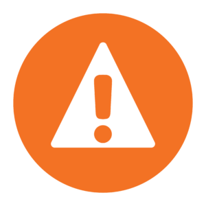 Orange exclamation point icon - used to denote physical restrictions